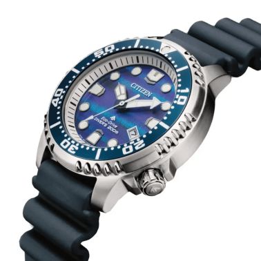 Montre Citizen Promaster Marine Eco-Drive cadran bleu bracelet caoutchouc bleu 44 mm