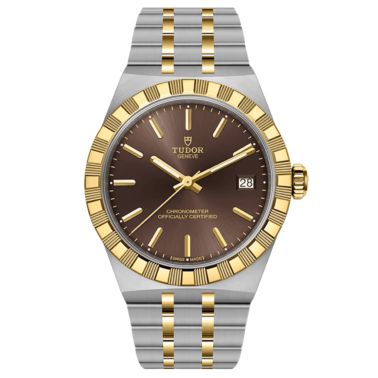 Montre Tudor Royal automatique acier et or jaune cadran marron 36 mm