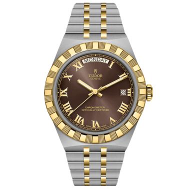 Montre Tudor Royal automatique acier et or jaune cadran marron 40 mm