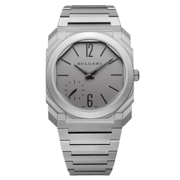 Montre Bulgari Octo Finissimo automatique cadran titane gris bracelet titane 37 mm