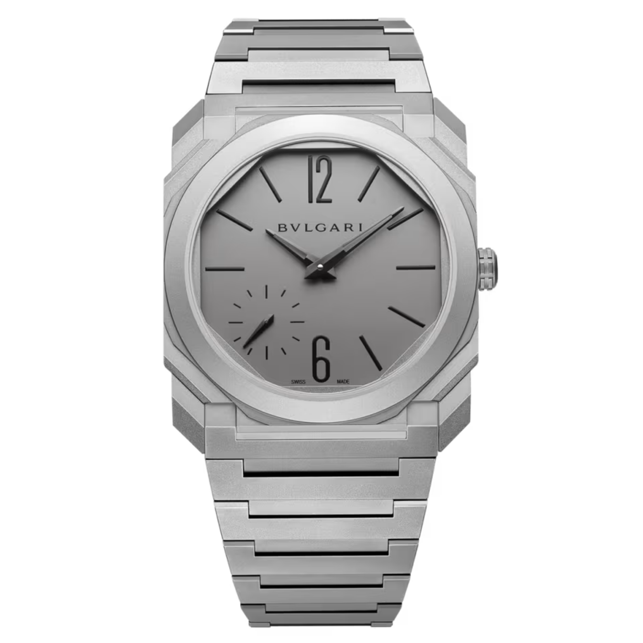 Montre Bulgari Octo Finissimo automatique cadran titane gris bracelet titane 37 mm