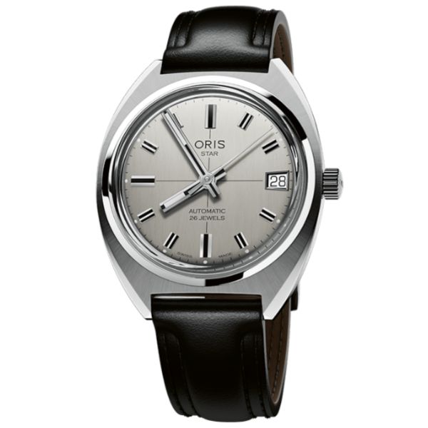Montre Oris Star Edition automatique cadran argenté bracelet cuir 35 mm