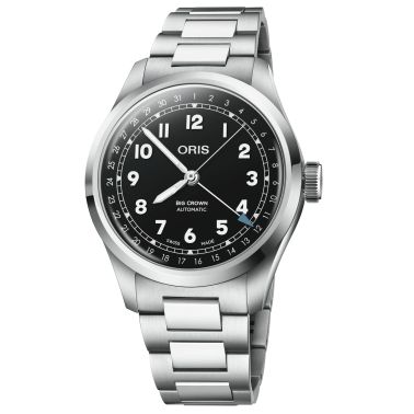 Montre Oris Big Crown Pointer Date automatique cadran noir bracelet acier 40 mm