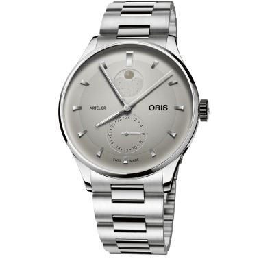 Montre Oris Artelier Complication automatique cadran blanc ivoire bracelet acier 39,5 mm