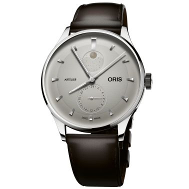 Montre Oris Artelier Complication automatique cadran blanc ivoire bracelet cuir 39,5 mm