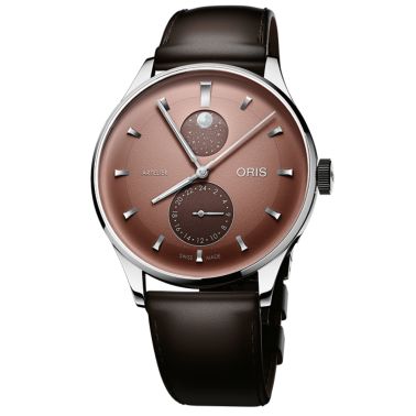 Montre Oris Artelier Complication automatique cadran chestnut bracelet cuir 39,5 mm