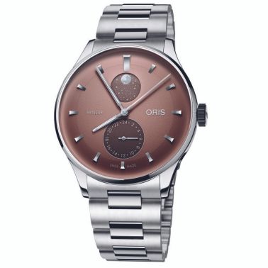Montre Oris Artelier Complication automatique cadran chestnut bracelet acier 39,5 mm