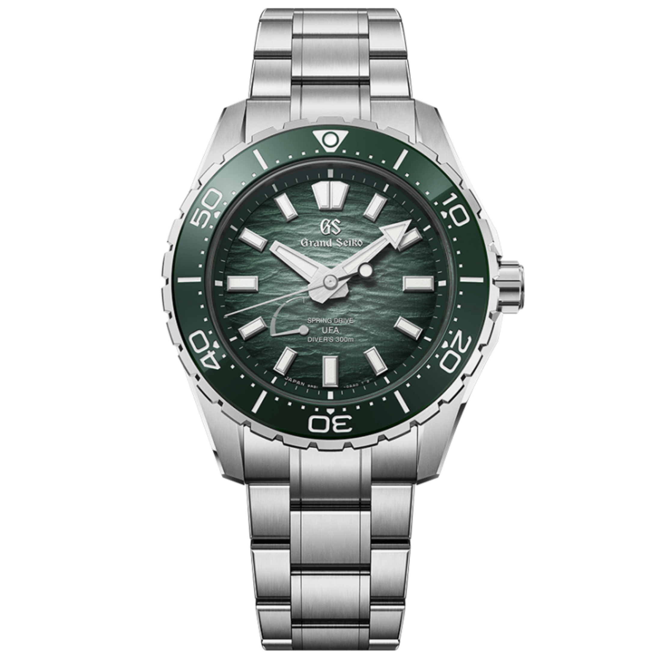 Grand Seiko Evolution 9 Spring Drive U.F.A. Ushio 300 Diver green dial titanium bracelet 40,8 mm