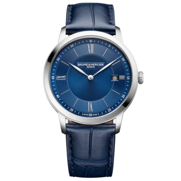 Baume & Mercier Classima Quartz Watch with Blue Dial and blue Leather Strap, 40 mm