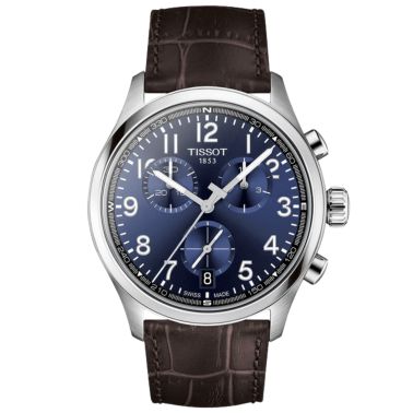 Montre Tissot Chrono L quartz cadran bleu bracelet en cuir 42 mm