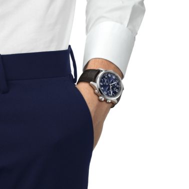 Montre Tissot Chrono L quartz blue dial leather strap 42 mm