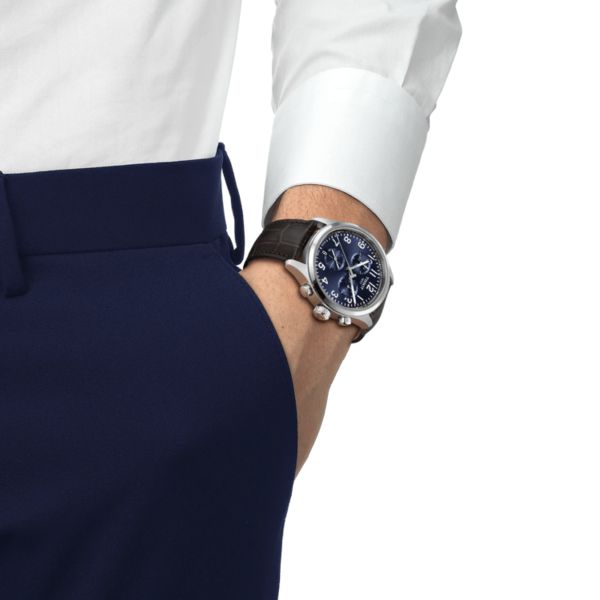 Montre Tissot Chrono L quartz blue dial leather strap 42 mm