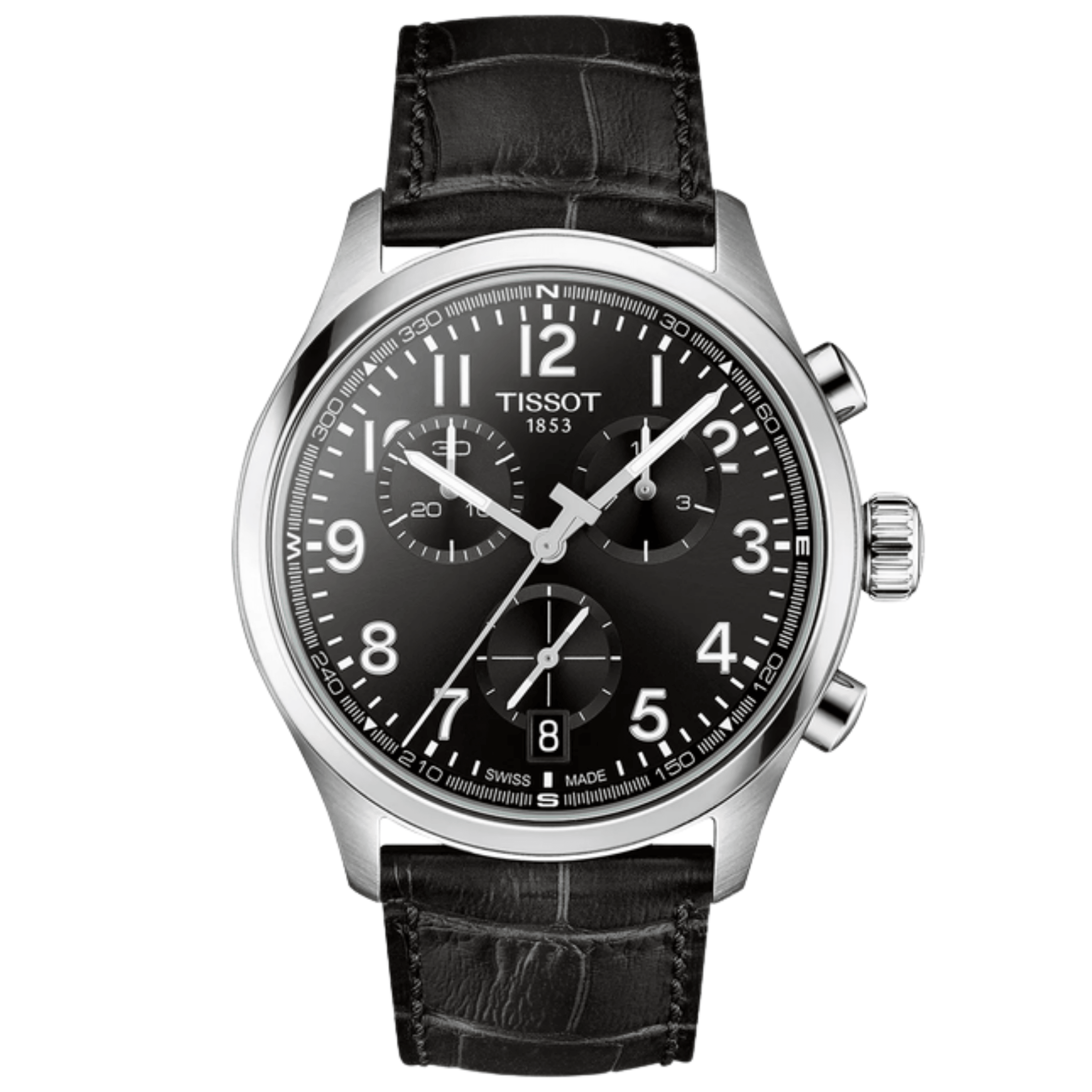Montre Tissot Chrono L quartz black dial leather strap 42 mm