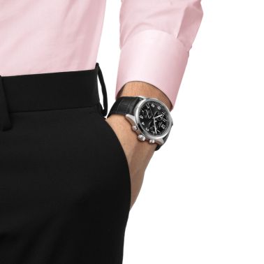 Montre Tissot Chrono L quartz black dial leather strap 42 mm