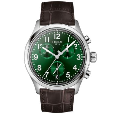 Montre Tissot Chrono L quartz cadran vert bracelet en cuir 42 mm