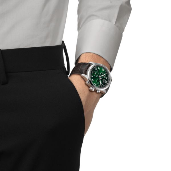 Montre Tissot Chrono L quartz green dial leather strap 42 mm