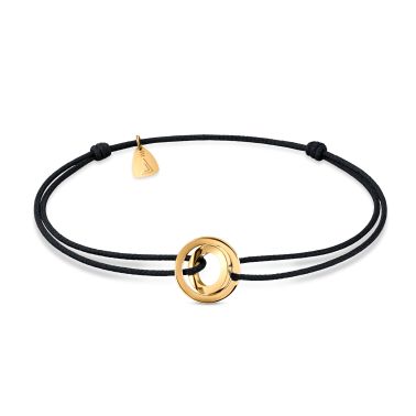 Bracelet Lepage Alba cordon noir et or jaune