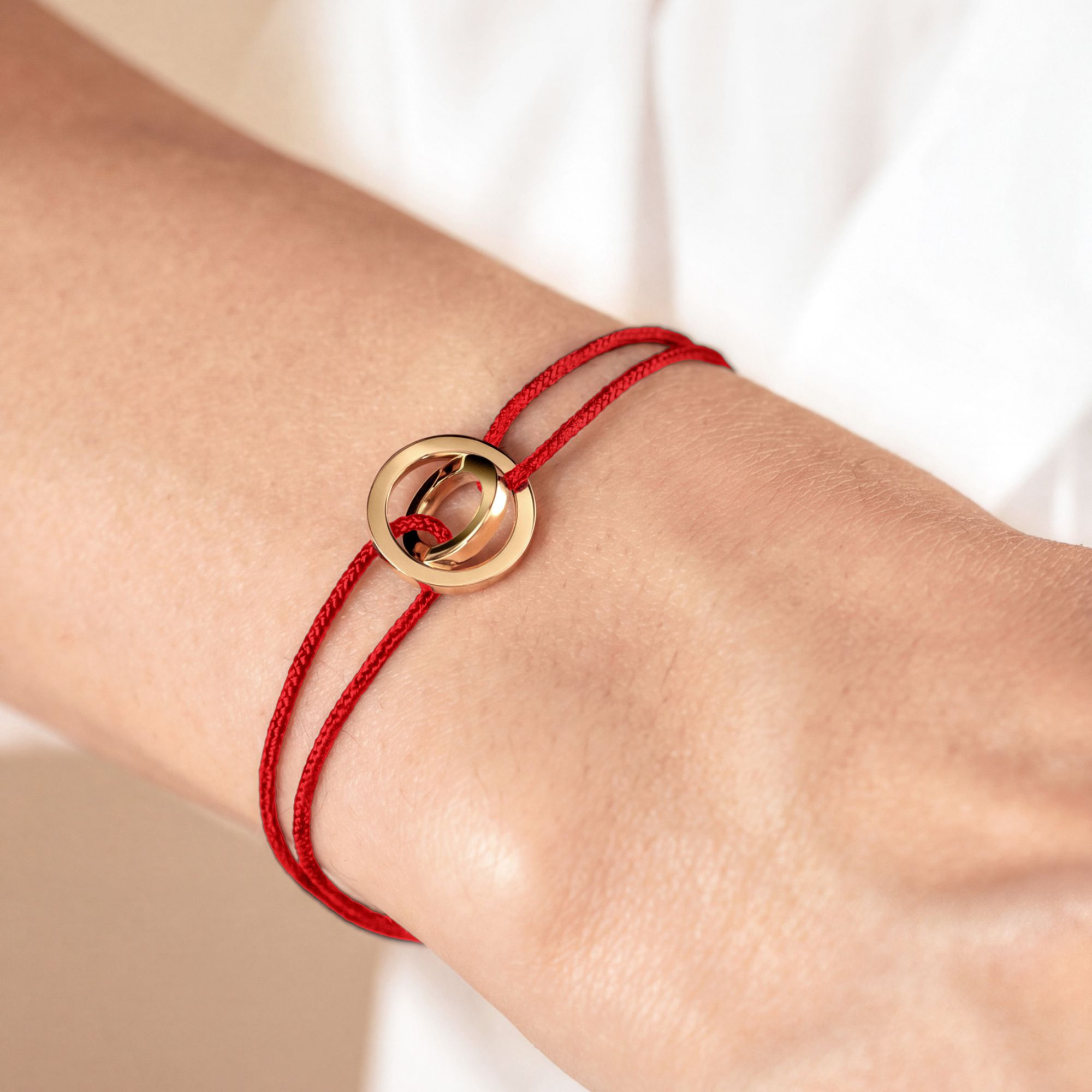 Bracelet Lepage Alba cordon rouge orangé et or jaune