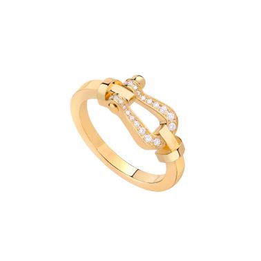 Bague Fred Force 10 moyen modèle en or jaune et semi pavé diamants