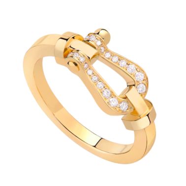 Bague Fred Force 10 moyen modèle en or jaune et semi pavé diamants