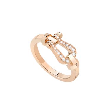 Bague Fred Force 10 moyen modèle en or rose et semi pavé diamants