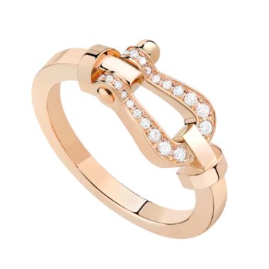 Bague Fred Force 10 moyen modèle en or rose et semi pavé diamants