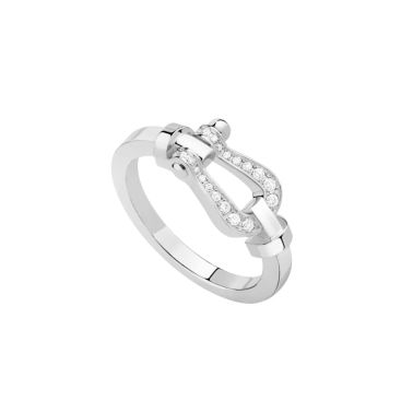 Bague Fred Force 10 moyen modèle en or blanc et semi pavé diamants