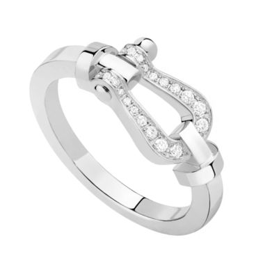 Bague Fred Force 10 moyen modèle en or blanc et semi pavé diamants
