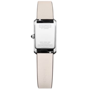 Baume & Mercier Hampton Quartz Watch with Silver Dial and Gray Leather Strap, 28 x 18 mm