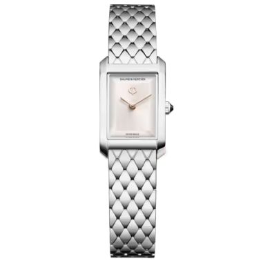 Baume & Mercier Hampton Quartz Watch with Silver Dial and Steel Strap, 28 x 18 mm