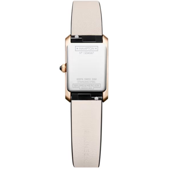 Baume & Mercier Hampton Quartz Watch with Silver Dial and Black Leather Strap, 28 x 18 mm