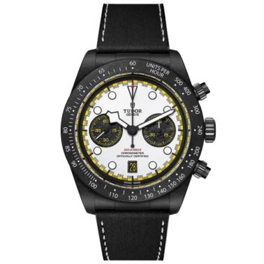 copy ofMontre Tudor Black Bay Chrono "Carbon 25" automatique cadran racing white bracelet hybride en cuir et caoutchouc 42 mm