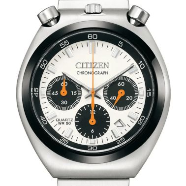 Montre Citizen Tsuno Chrono "Bullhead" cadran blanc bracelet titane 38 mm