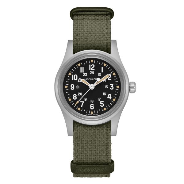 Montre Hamilton Khaki Field Mechanical “America 250” cadran noir bracelet NATO 36 mm