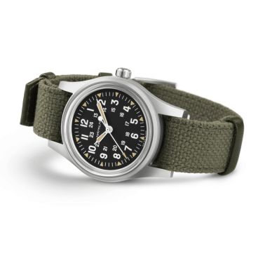 Montre Hamilton Khaki Field Mechanical “America 250” cadran noir bracelet NATO 36 mm