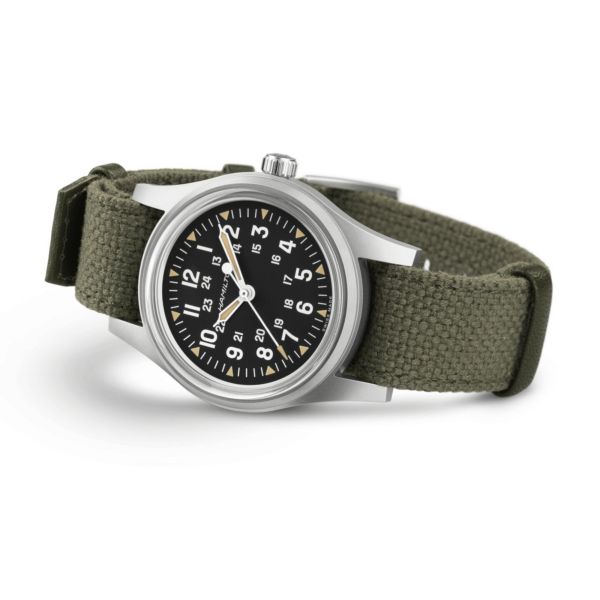 Montre Hamilton Khaki Field Mechanical “America 250” cadran noir bracelet NATO 36 mm