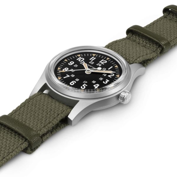 Montre Hamilton Khaki Field Mechanical “America 250” cadran noir bracelet NATO 36 mm