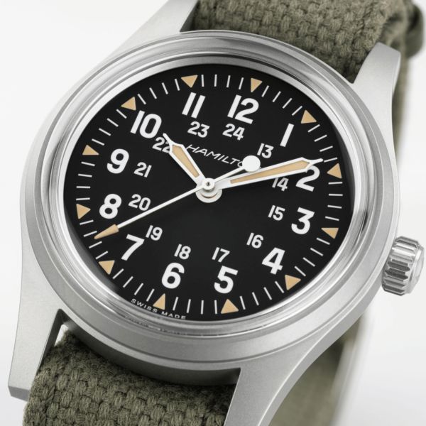 Montre Hamilton Khaki Field Mechanical “America 250” cadran noir bracelet NATO 36 mm