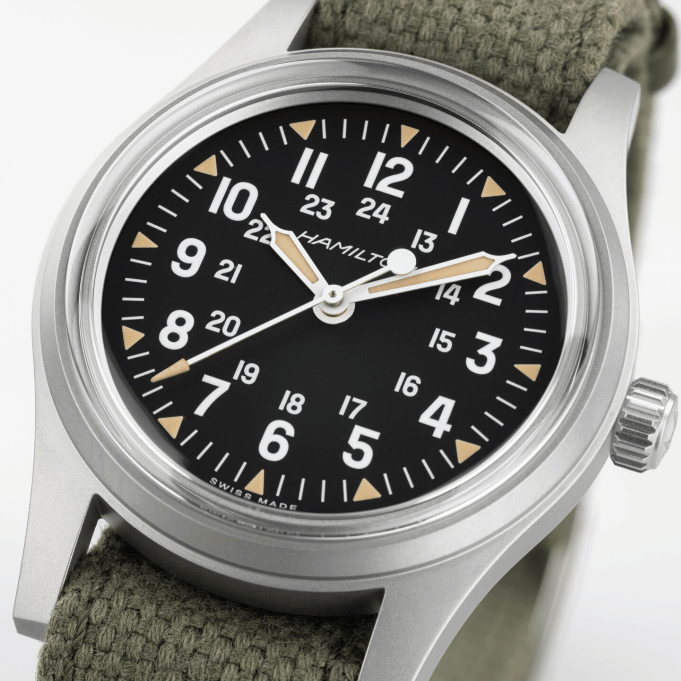 Montre Hamilton Khaki Field Mechanical “America 250” cadran noir bracelet NATO 36 mm