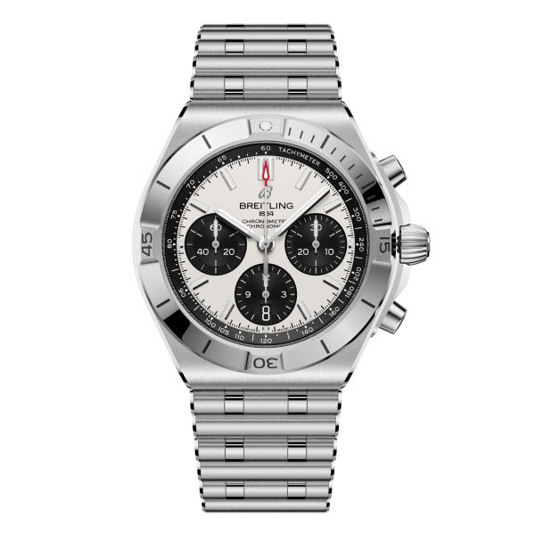 Montre Breitling Chronomat B01 Chronograph automatique cadran blanc bracelet acier 42 mm