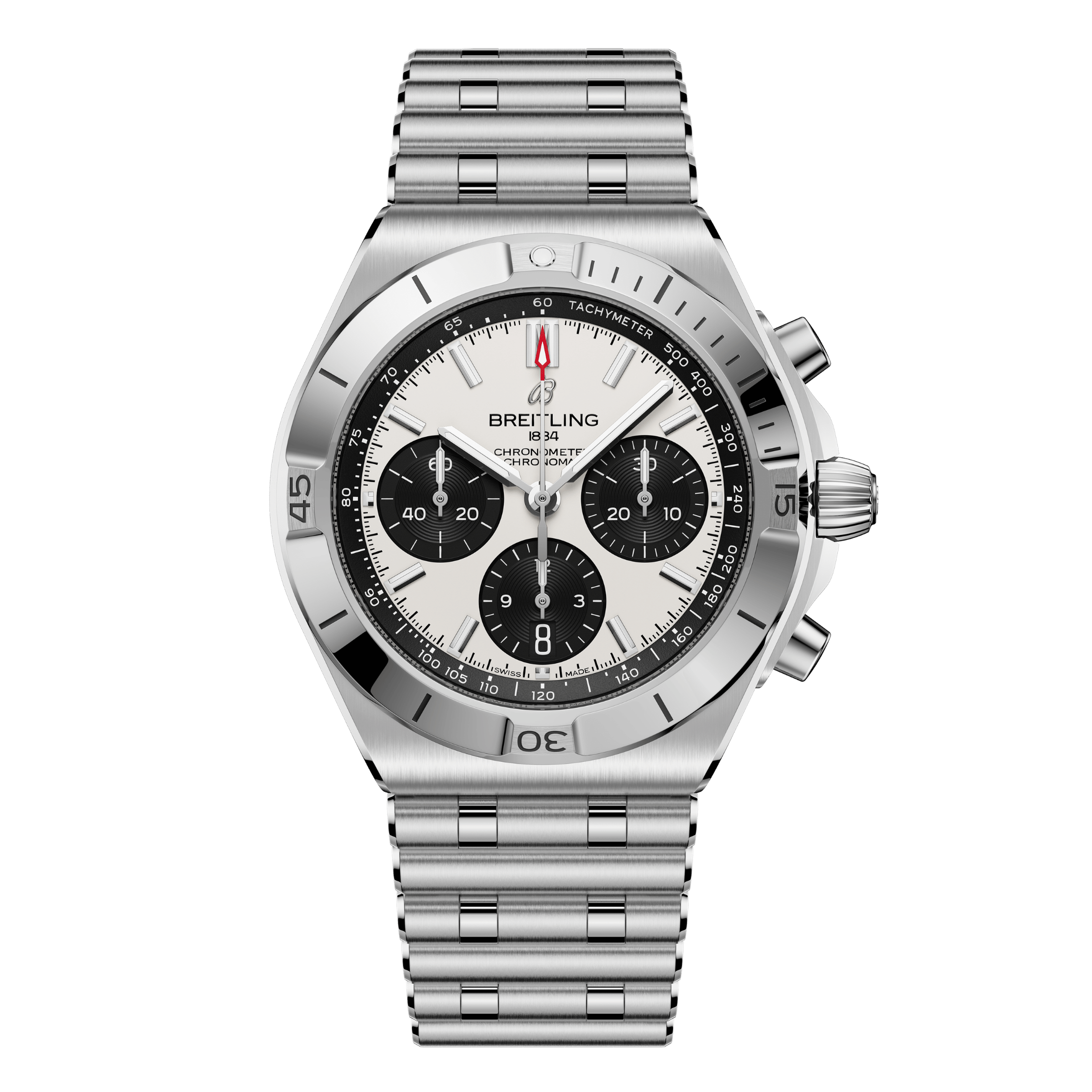 Montre Breitling Chronomat B01 Chronograph automatique cadran blanc bracelet acier 42 mm