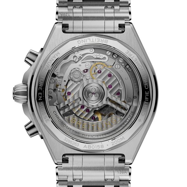 Montre Breitling Chronomat B01 Chronograph automatique cadran blanc bracelet acier 42 mm