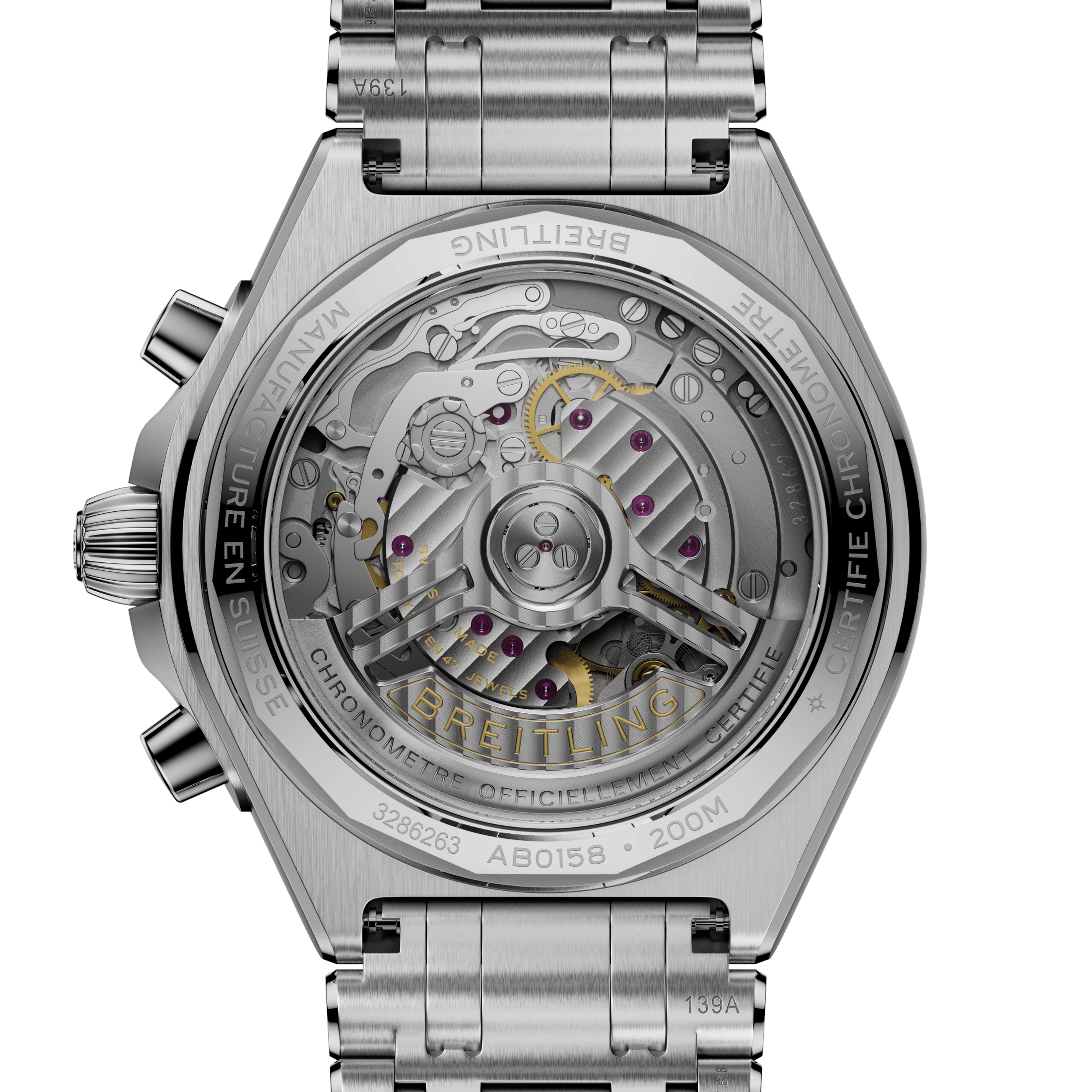 Montre Breitling Chronomat B01 Chronograph automatique cadran blanc bracelet acier 42 mm