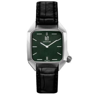 Montre March LA.B AM2 XS Mécanique Grall alligator cadran vert bracelet cuir noir 32 mm