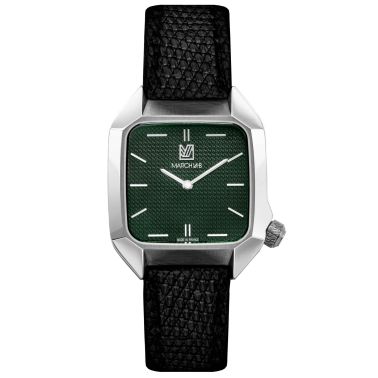 Montre March LA.B AM2 XS Mécanique Grall Lézard cadran vert bracelet cuir noir 32 mm