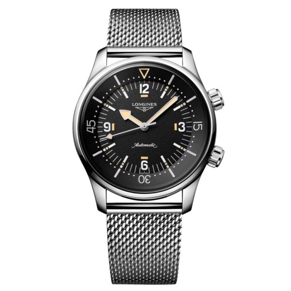 Longines Legend Diver Automatic Watch, Black Dial, Steel Strap, 42 mm