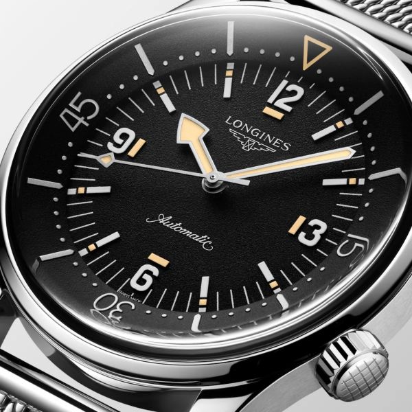 Longines Legend Diver Automatic Watch, Black Dial, Steel Strap, 42 mm