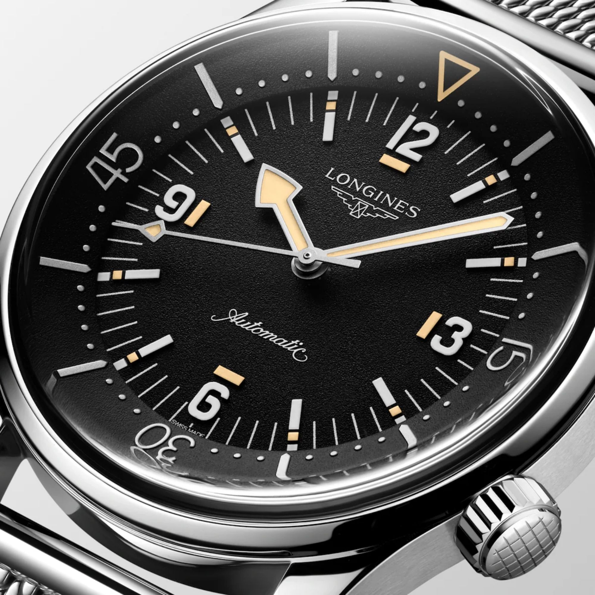 Longines Legend Diver Automatic Watch, Black Dial, Steel Strap, 42 mm