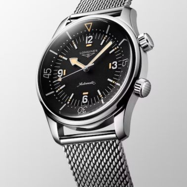 Longines Legend Diver Automatic Watch, Black Dial, Steel Strap, 42 mm