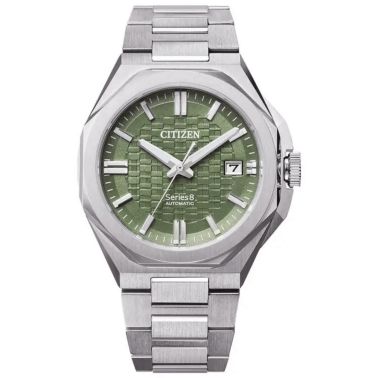 Montre Citizen Serie 8 automatique cadran vert bracelet acier 39.85 mm